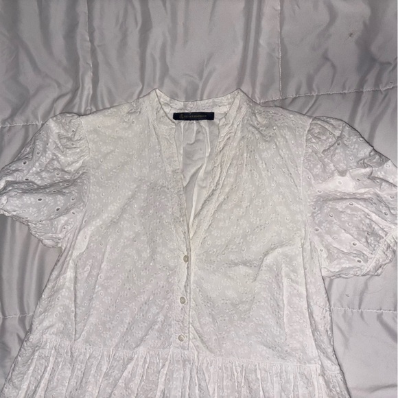 Brooks Brothers Cotton Eyelet Dress Size 6 Mini Cap Sleeve Tiered - Picture 2 of 8